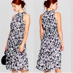 A New Day Floral Sleeveless Pleated Dress L